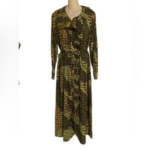 Elegant Long Sleeve Leopard Print Dress